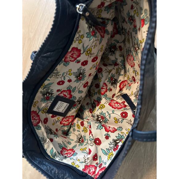 Latico Nora Navy Blue Leather Tote Shoulder Bag Zip Closure Scallop Edge - Picture 5 of 8